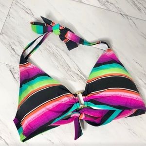 Ralph Lauren multicolored Stripe Bikini Top SZ 12